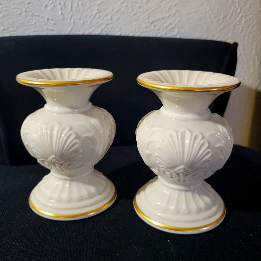Vintage Lenox Candle Holder White and Gold